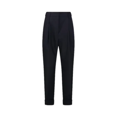 DRIES VAN NOTEN Women's Tapered Wool Pants "Navy Blue"