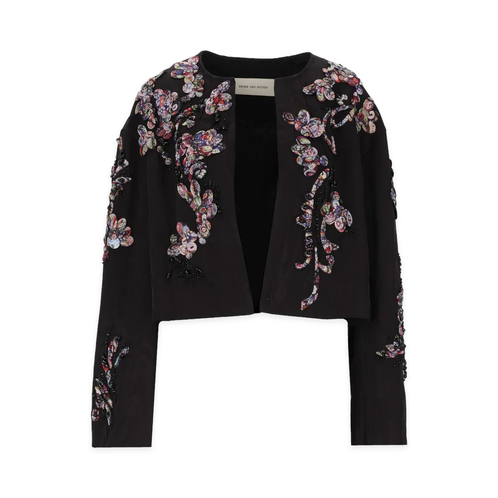 DRIES VAN NOTEN Women's Vonda Short Jacket With Embroidery "Black"