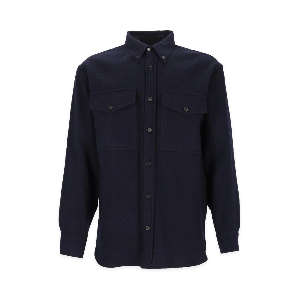 DRIES VAN NOTEN Wool Shirt Jacket "Navy Blue"