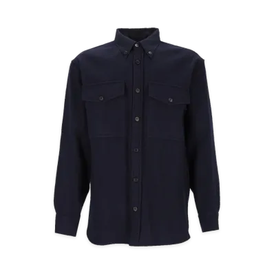 DRIES VAN NOTEN Wool Shirt Jacket "Navy Blue"