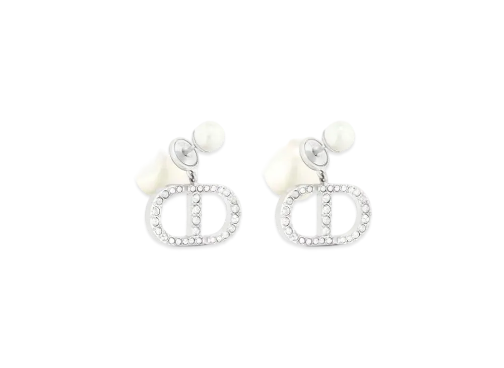 Dior Tribales Earrings Metal with Resin Pearls and Crystals "Silver"