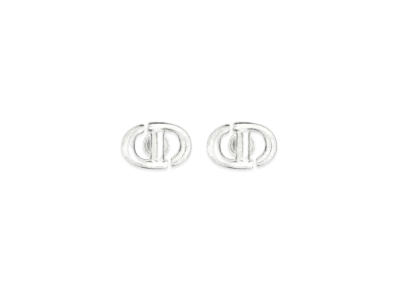 Dior CD Navy Stud Earrings Silver-Finish Metal "Silver"