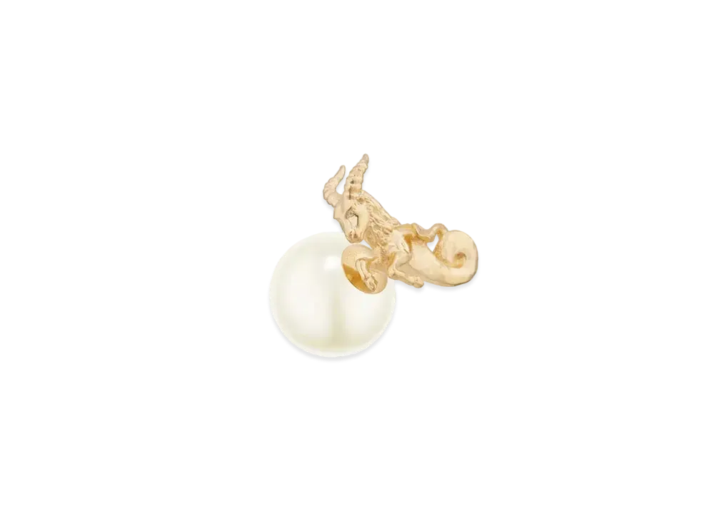 ディオール トライバル やぎ座ピアス メタル & レジンパール