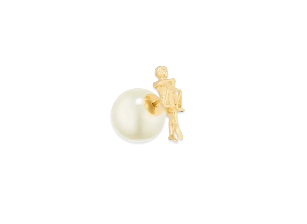Dior Tribales Libra Earring Metal and a White Resin Pearl Online Exclusive "Gold"