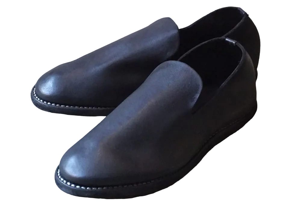 GUIDI Slip On Horse Reverse Leather "Black" E28 Leather Sole