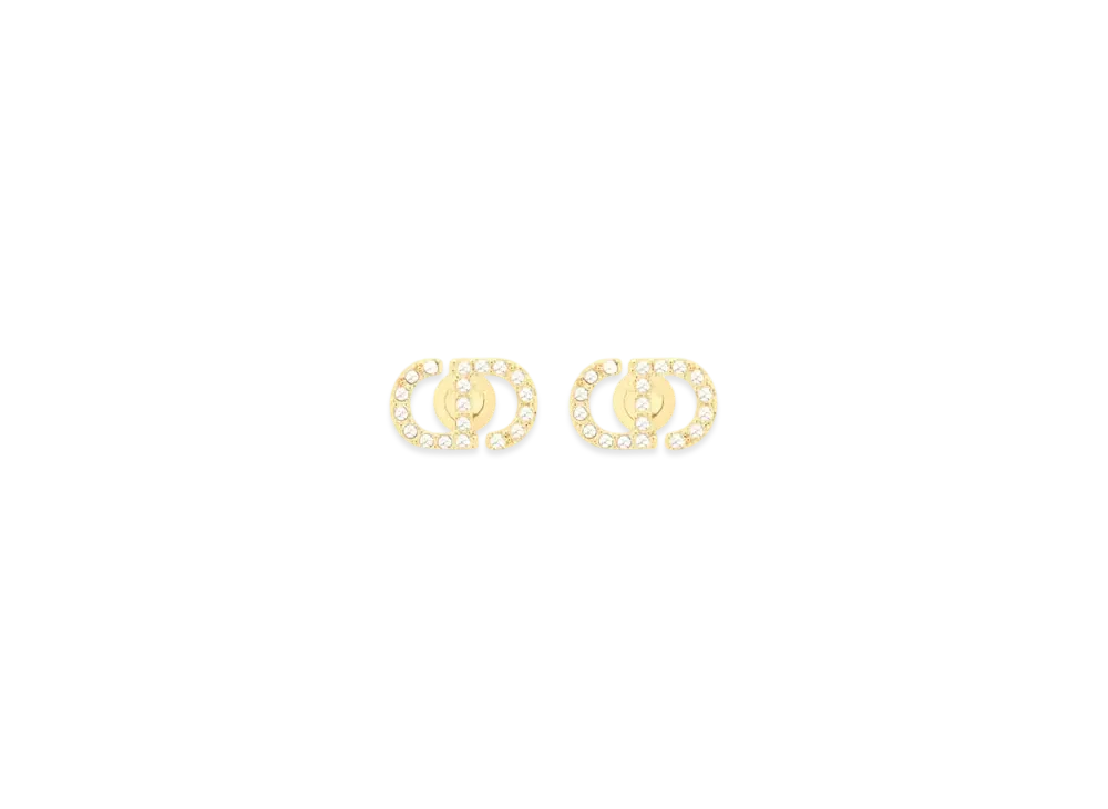Dior Petit CD Mini Stud Earrings Metal and Crystals "Gold/Silver"