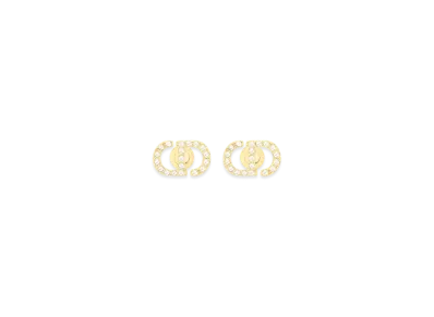 Dior Petit CD Mini Stud Earrings Metal and Crystals "Gold/Silver"