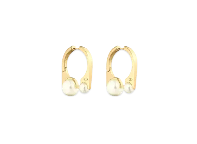 Dior Medium Dior Tribales New Look Earrings Metal and Resin Pearls "Gold/White"