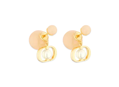 Dior Tribales Earrings Metal with Resin Pearls and Transparent Resin Pearls "Gold/White/Pastel Mustard"