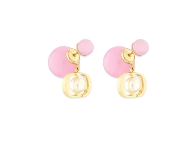 Dior Tribales Earrings Metal with Resin Pearls and Transparent Resin Pearls "Gold/White/Cadmium Pink"