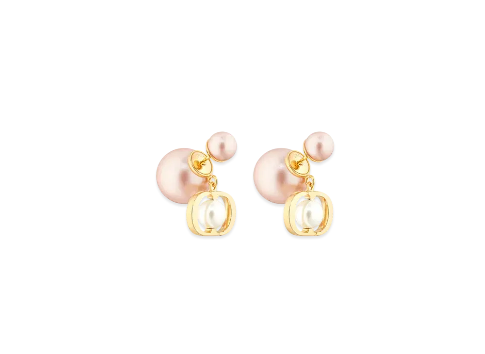 ディオール トライバル ピアス メタル ＆ レジンパール "ゴールド/ペールピンク/ホワイト" E3213WOMRS_D97P