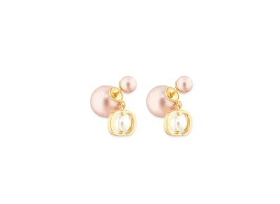 Dior Tribales Earrings Metal with Resin Pearls "Gold/Pale Pink/White"