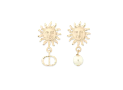 Dior Toile de Jouy Soleil Earrings Metal and a Resin Pearl "Gold/White"