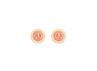 Dior Dioriviera Petit CD Baroque Stud Earrings Metal with Resin Pearls and Glass "Coral"