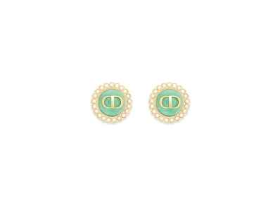 Dior Dioriviera Petit CD Baroque Stud Earrings Metal with Resin Pearls and Glass "Aquamarina"