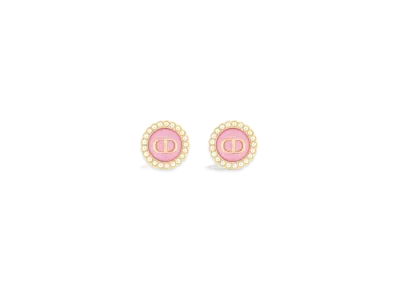 Dior Petit CD Baroque Stud Earrings Metal with Resin Pearls and Glass Japan Exclusive "Gold/White/Cadmium Pink"