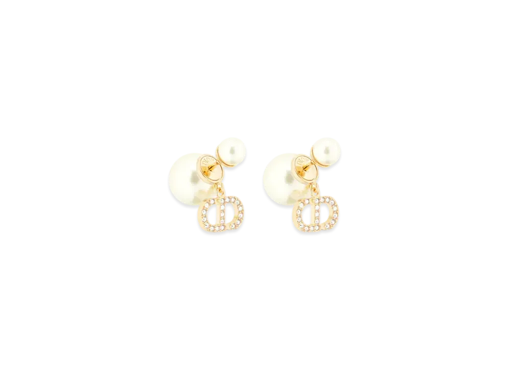 Dior Tribales Earrings Metal with Resin Pearls and Crystals "Gold/White/Silver"
