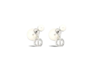 Dior Tribales Earrings Finish Metal with Resin Pearls "Silver/White"