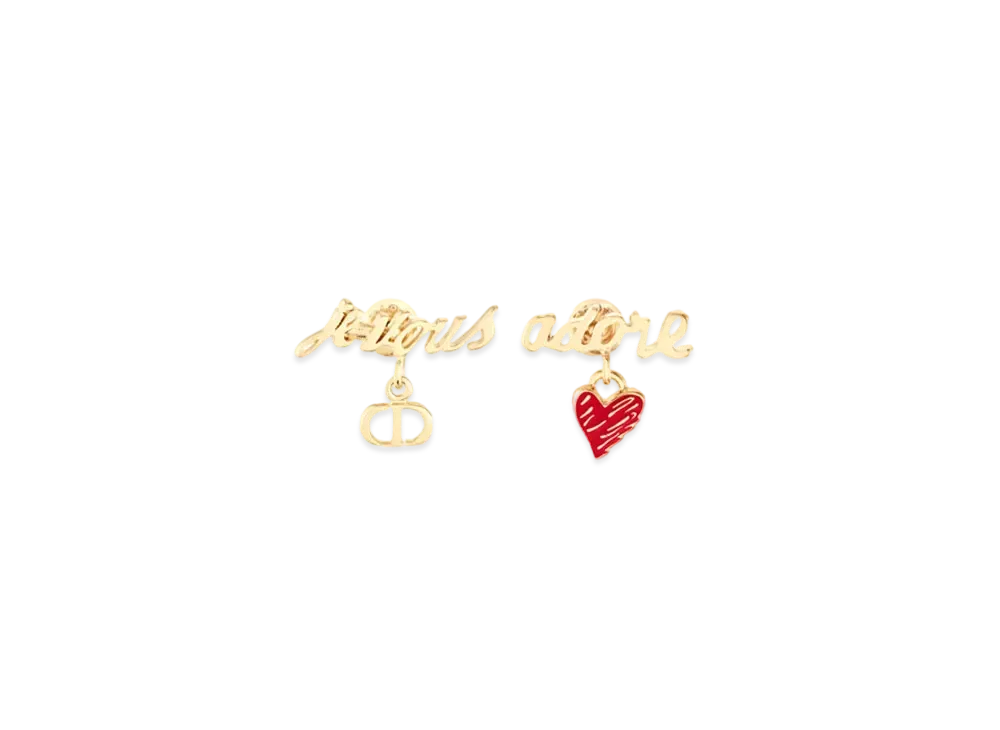 Dior Dioramour Je Vous Adore Earrings Finish Metal and Lacquer "Gold/Red"