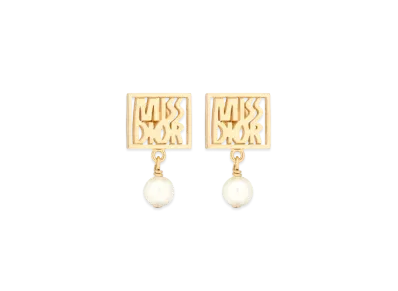 Dior Miss Dior Earrings Finish Metal and Resin Pearls "Gold/White"
