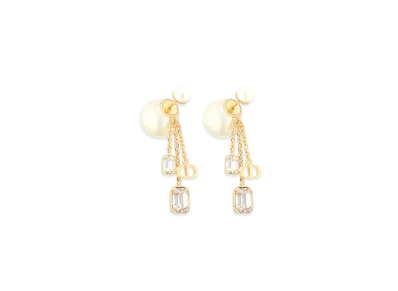 Dior Tribales Earrings Finish Metal with Resin Pearls and Crystals "Gold/White/Silver"