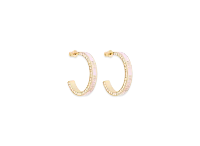 Dior Small Dior Night Code Hoop Earrings Metal with Crystals and Lacquer "Gold/Pale Pink/White"