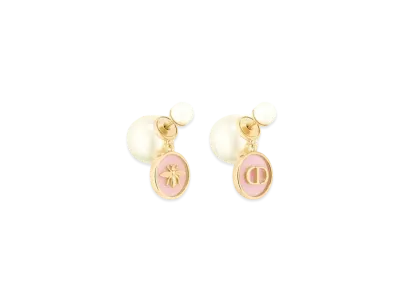 Dior Tribales Earrings Metal with White Resin Pearls and Transparent Resin "Hydrangea Pink/Gold"
