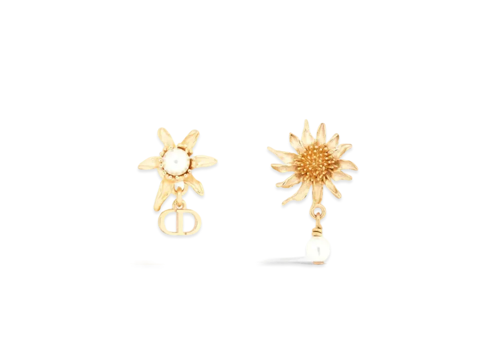 Dior Chardons Earrings Metal and Resin Pearls "Gold/White"