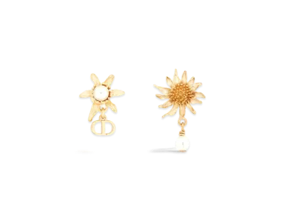 Dior Chardons Earrings Metal and Resin Pearls "Gold/White"