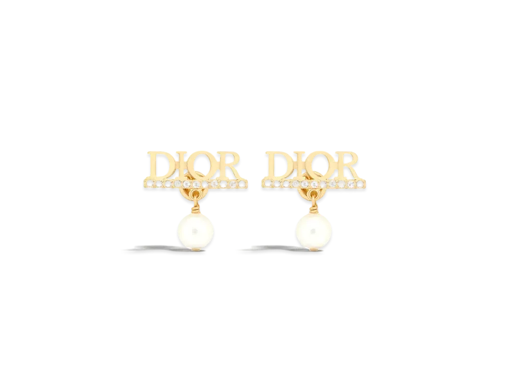 Dior Dio(r)evolution Earrings Metal with Resin Pearls and Crystals "Gold/Silver/White"