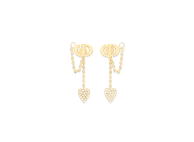 Dior CD Navy Earrings Metal and Crystals "Gold/Silver"