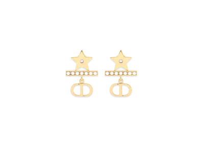 Dior Petit CD Earrings Metal with Resin Pearls and Crystals "Gold/Silver/White"