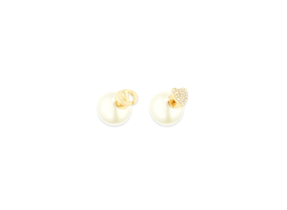 Dior Tribales Earrings Metal with Resin Pearls and Crystals "Gold/White/Silver"