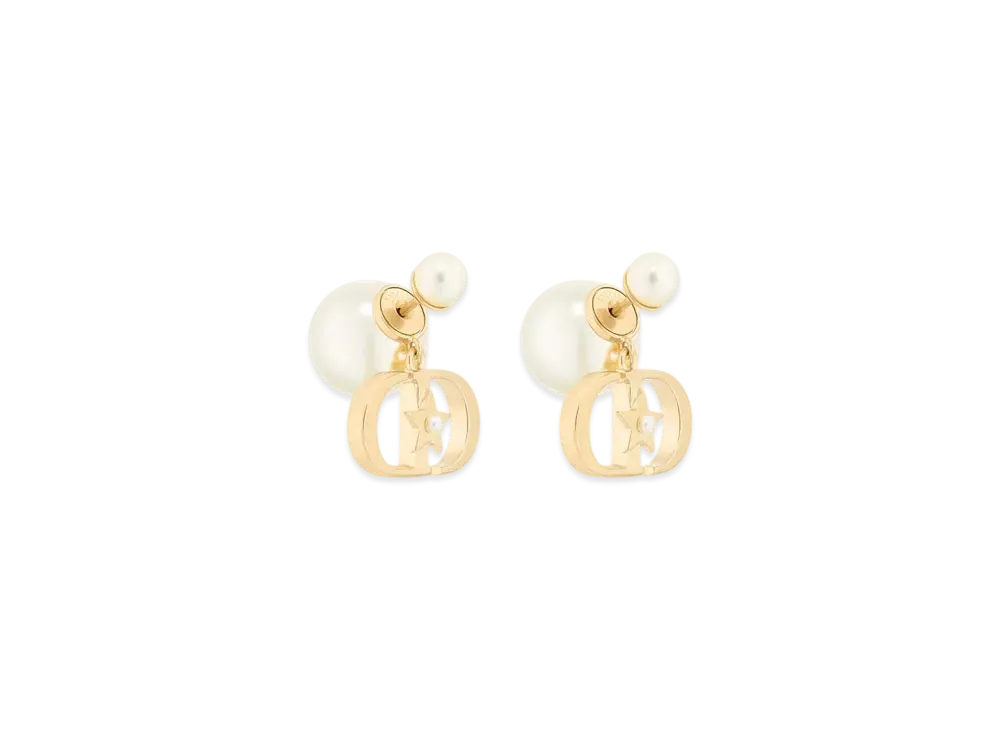 Dior Tribales Earrings Metal and Resin Pearls "Gold/White"