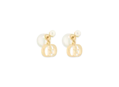 Dior Tribales Earrings Metal and Resin Pearls "Gold/White"