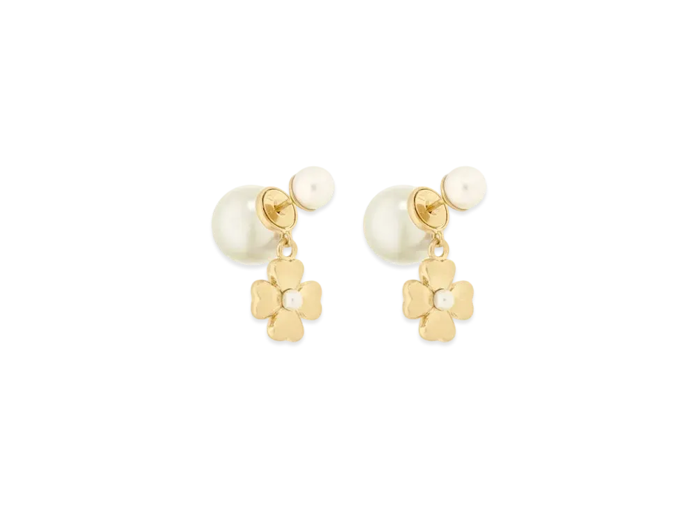 Dior Tribales Earrings Metal and Resin Pearls "Gold/White"