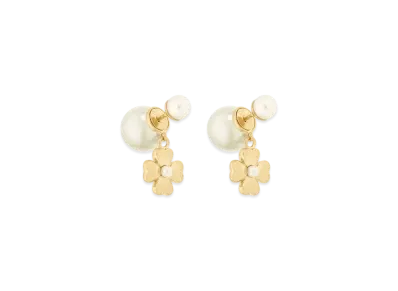 Dior Tribales Earrings Metal and Resin Pearls "Gold/White"