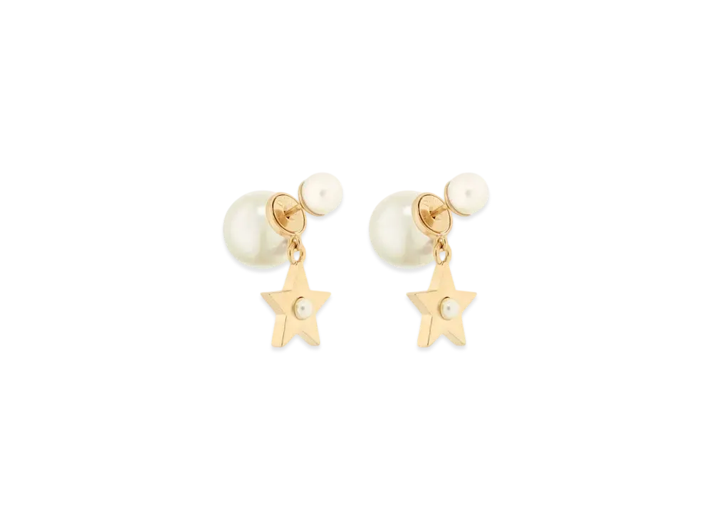 Dior Tribales Earrings Metal and Resin Pearls "Gold/White"