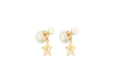 Dior Tribales Earrings Metal and Resin Pearls "Gold/White"