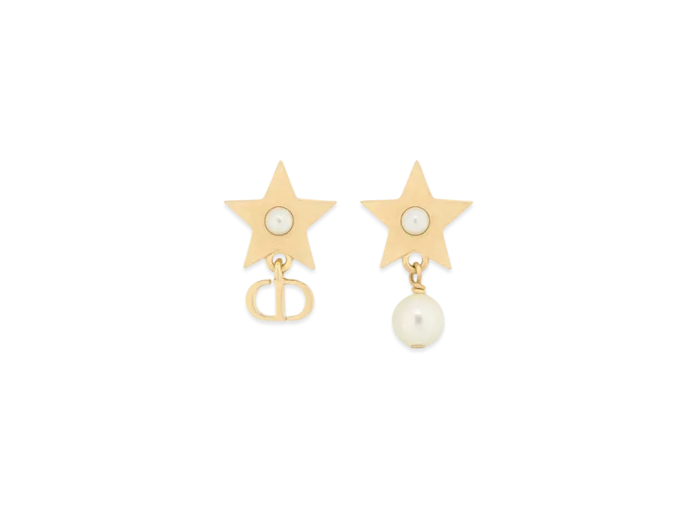 ディオール ラッキー ディオール ピアス メタル & レジンパール "ゴールド/ホワイト" E3903WOMRS_D301