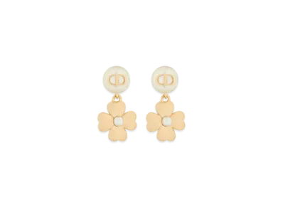 Dior Lucky Dior Earrings Metal and Resin Pearls "Gold/White"