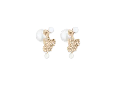 Dior Tribales Earrings Metal and Resin Pearls "Matte Gold/White"