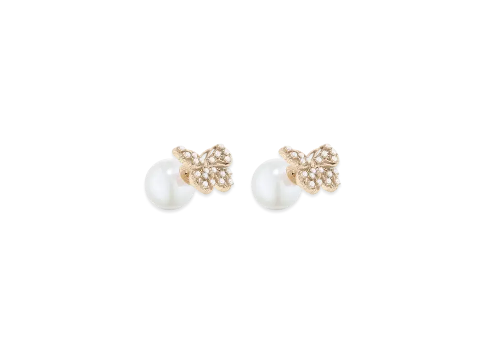 Dior Tribales Earrings Matte and Resin Pearls "Matte Gold/White"