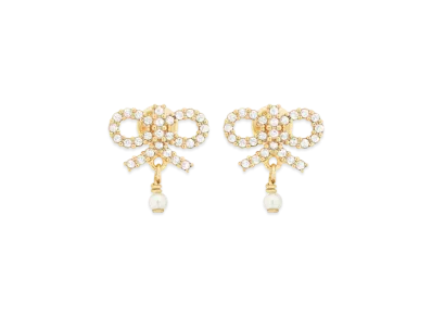 Dior Le Noeud de Dior Earrings Metal with Resin Pearls and Crystals "Gold/White/Silver"