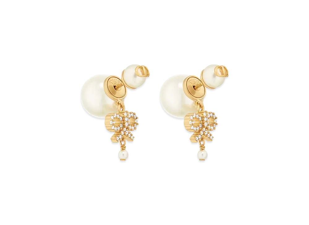 Dior Tribales Earrings Metal with Resin Pearls and Crystals "Gold/White/Silver"