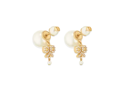 Dior Tribales Earrings Metal with Resin Pearls and Crystals "Gold/White/Silver"