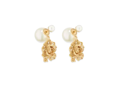 Dior Tribales Earrings Metal and Resin Pearls "Gold/White"