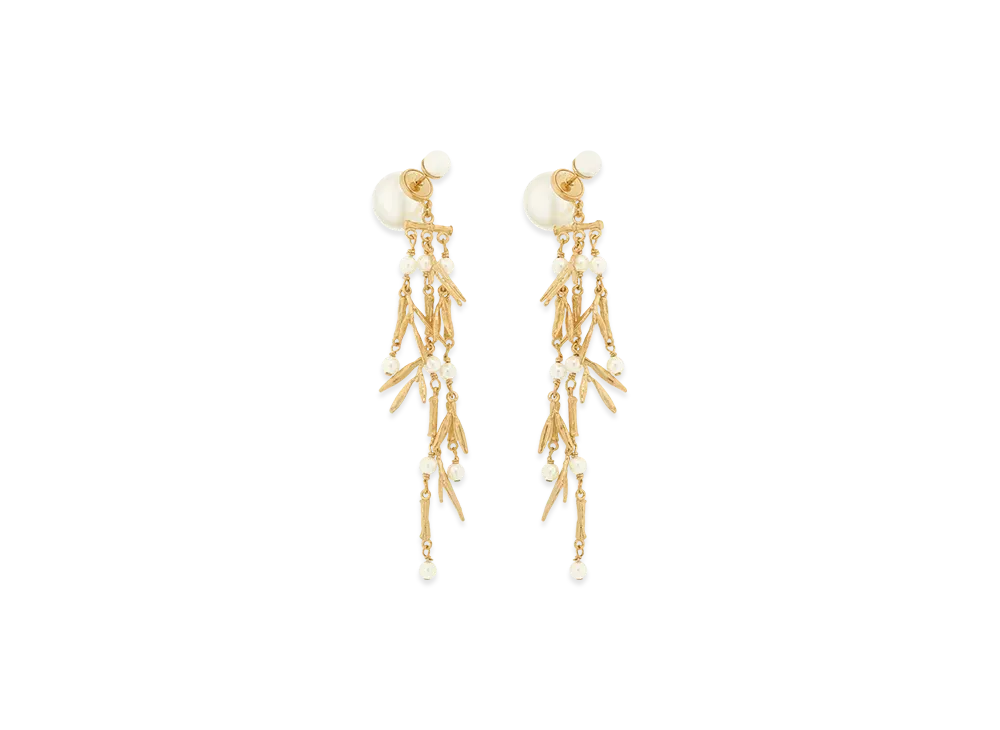 Dior Tribales Earrings Metal and Resin Pearls "Gold/White"