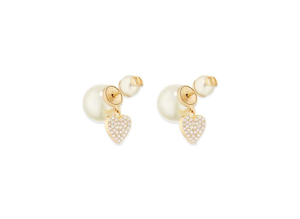Dior Tribales Earrings Metal with Resin Pearls and Crystals "Gold/White/Silver"