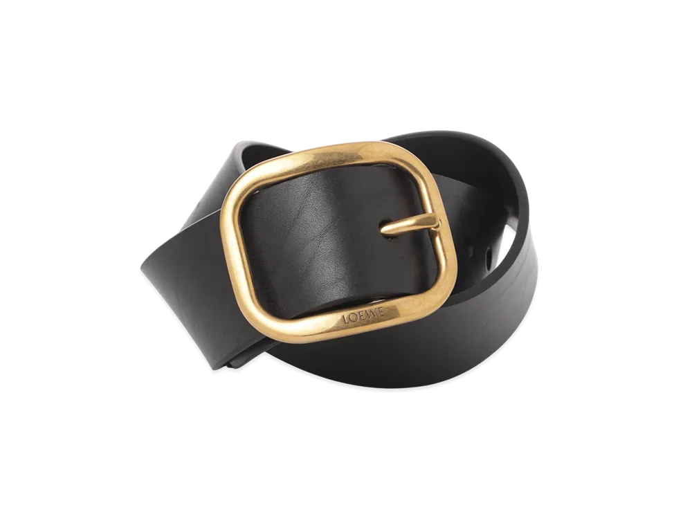 LOEWE Rounded Soft 5cm Belt "Black/Vintage Brass"